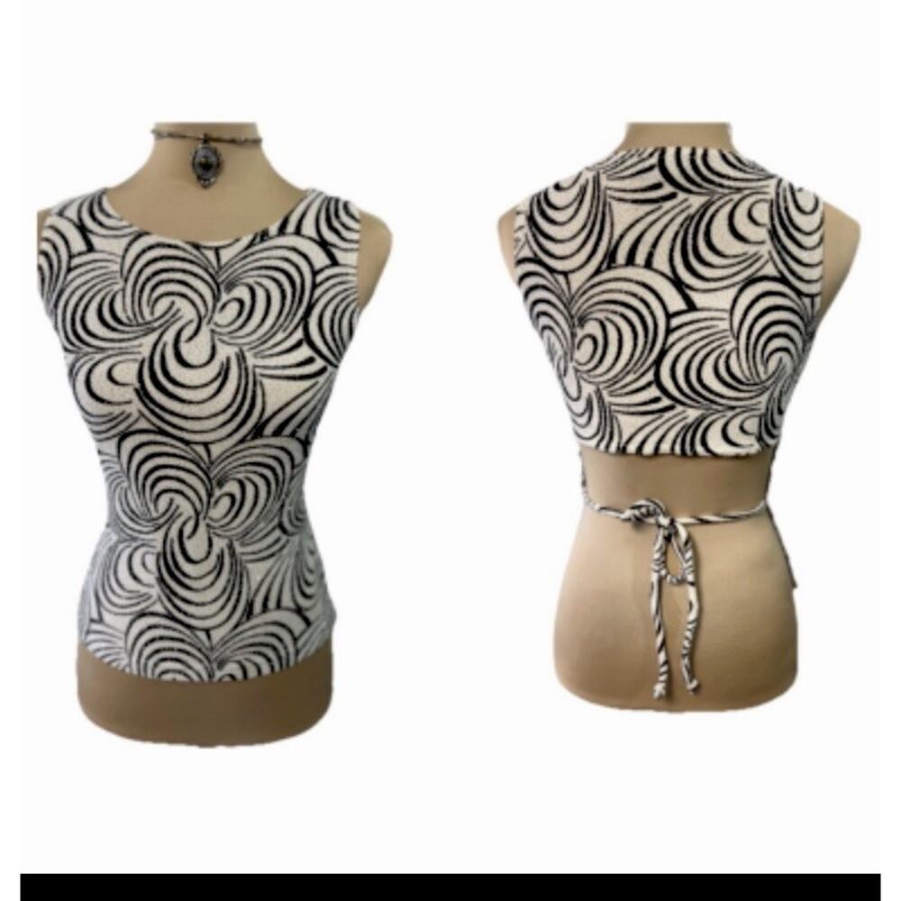 Y2K 2000s Clubbing White & Black Glitter Backless Tie Back Fairy Top Small Bratz